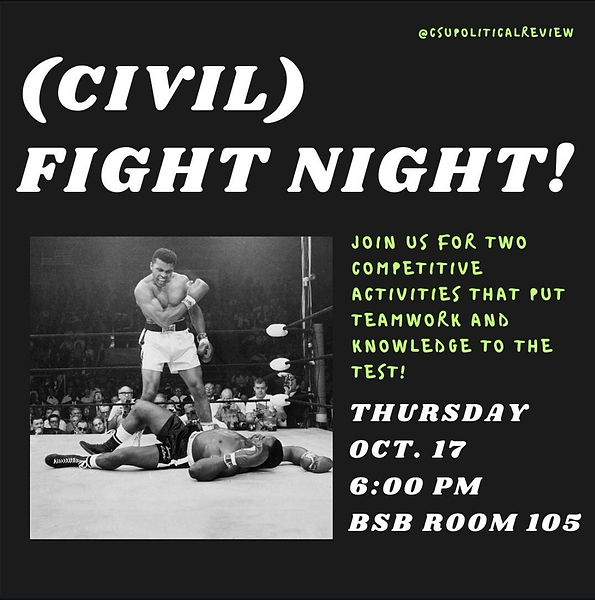 CSU Political Review event graphic, Fall 2024