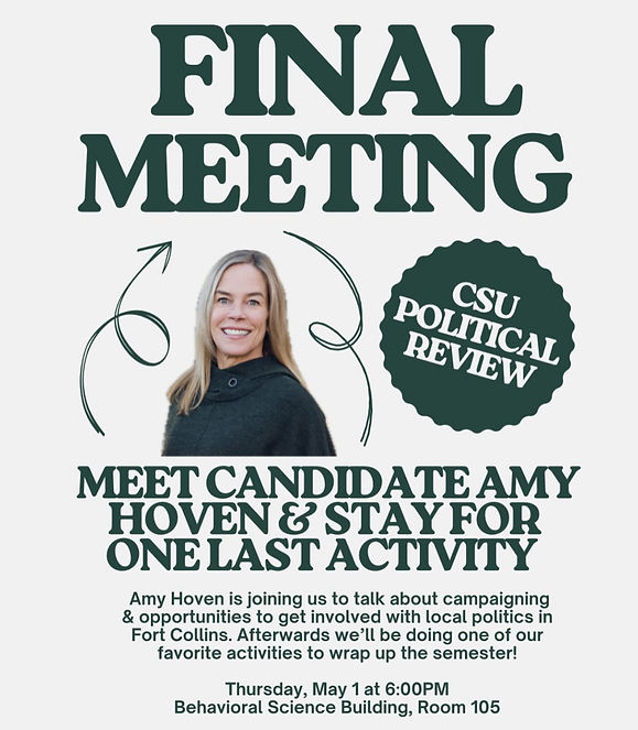 CSU Political Review event poster, Spring 2025