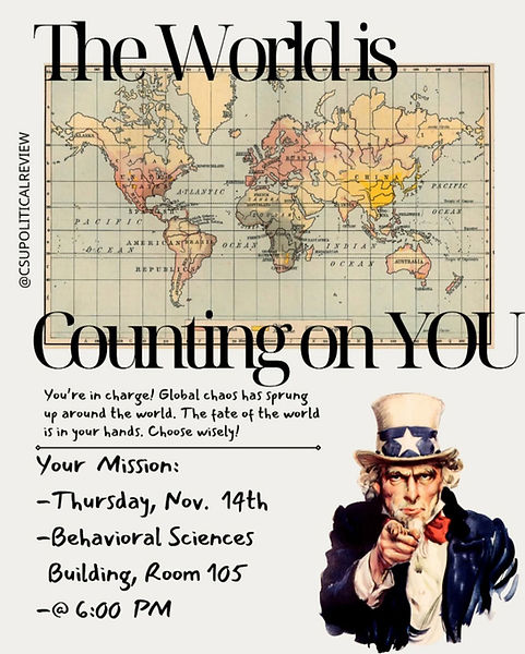 CSU Political Review event poster, Fall 2024