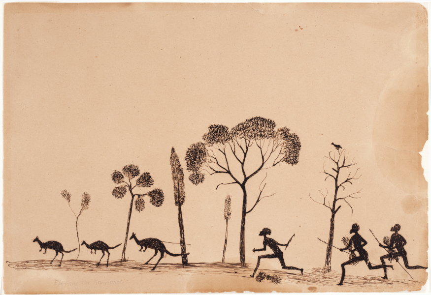Tommy McRae, Spearing the kangaroo, c. 1880s–1890s