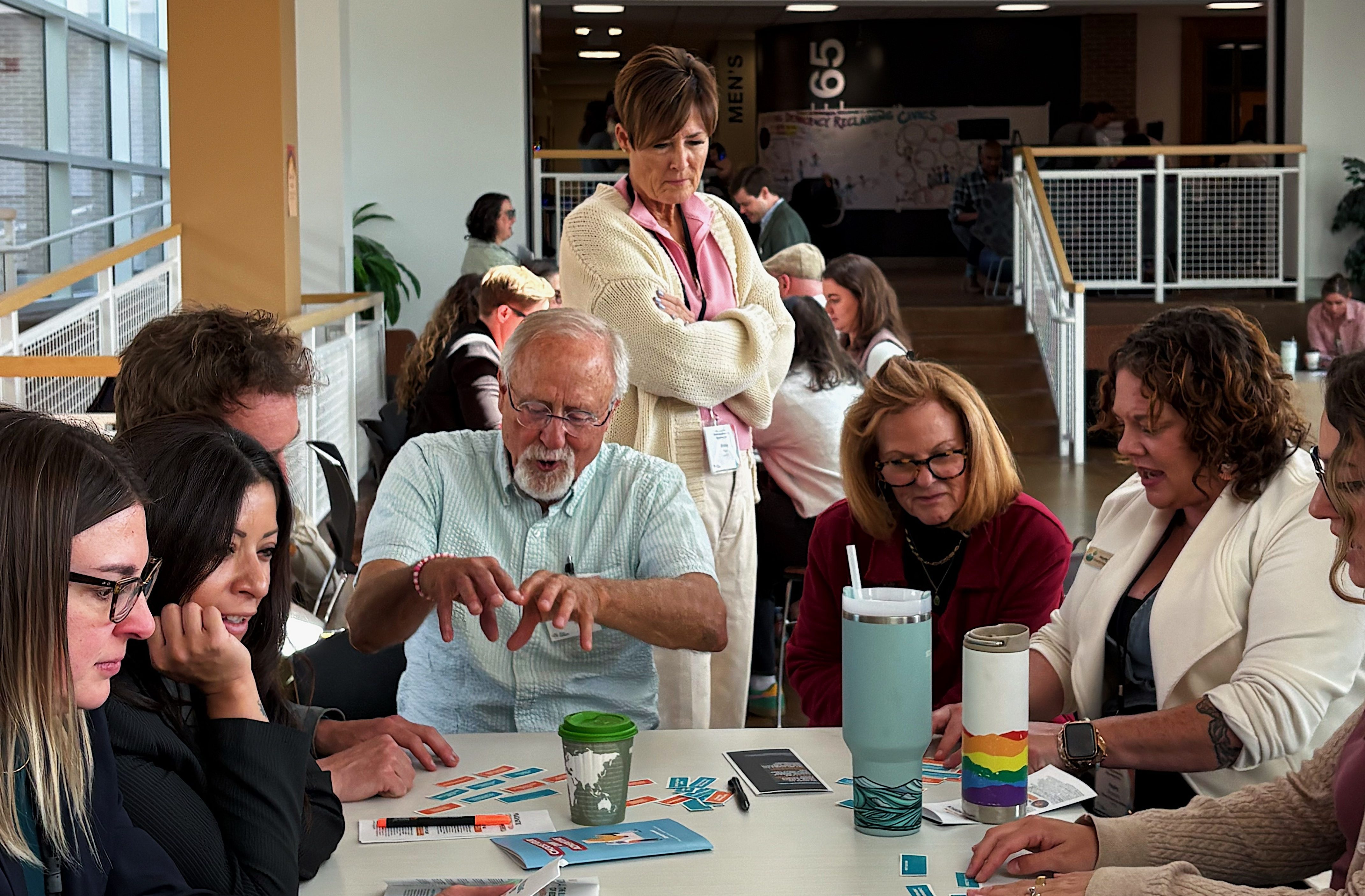 Participants ranking value cards at the Civic Canopy Summit