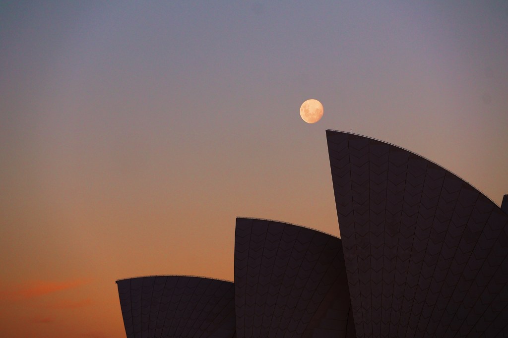 The sails of the Sydney Opera House at dusk, 2025